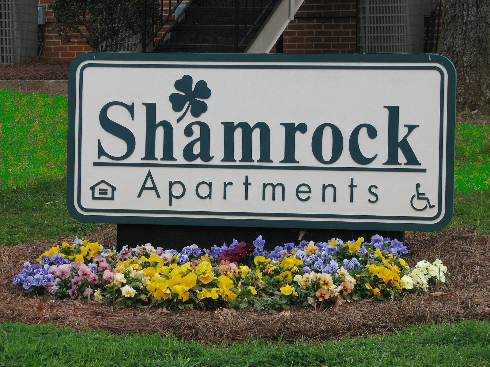 Sign at Shamrock Apartments in Raleigh